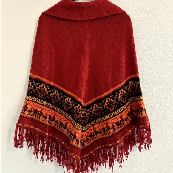 ALPASUR Cusco Peru Alpaca  Poncho Cape Natural Fibers Boho Hippie Maximalist OS - Picture 5 of 13